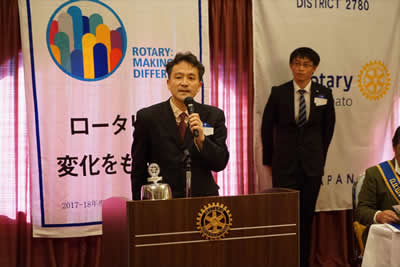 米山奨学生グエン君担当飯田教授挨拶